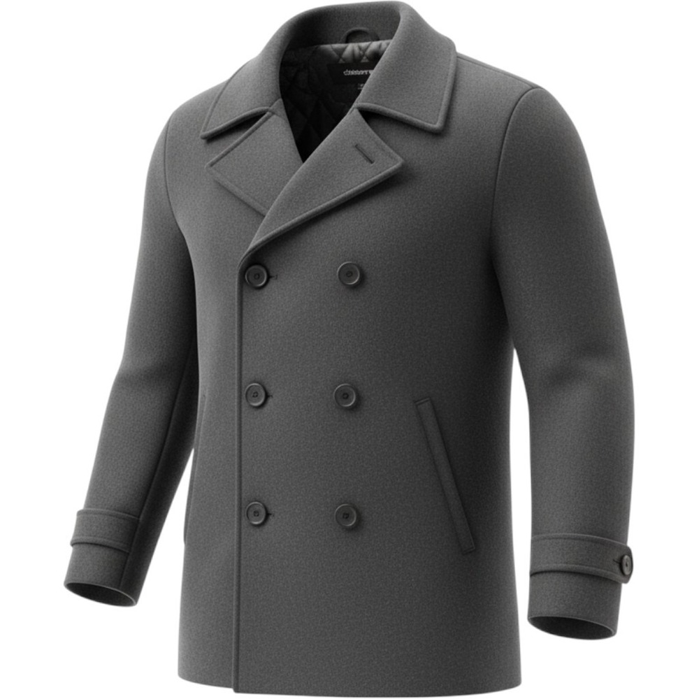 Claiborne Mens Wool Blend Pea Coat Charcoal Gray Double Breasted Jacket XXL